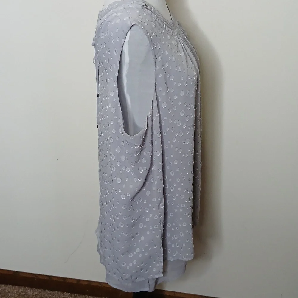 Roz& Ali lavender polka dot pleated blouse size 2X - Picture 5 of 16